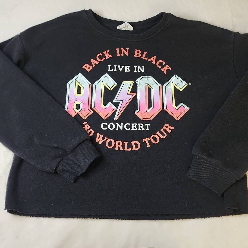 AC/DC 80s World Tour Cropped Sweatshirt Size Large 10-12